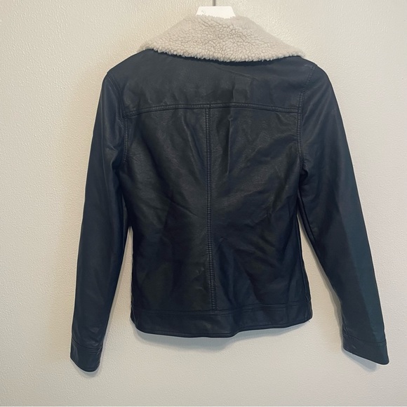 Cupcakes and Cashmere Jacket Women’s Size Small Faux Leather Sherpa Collar Zip - Picture 5 of 7
